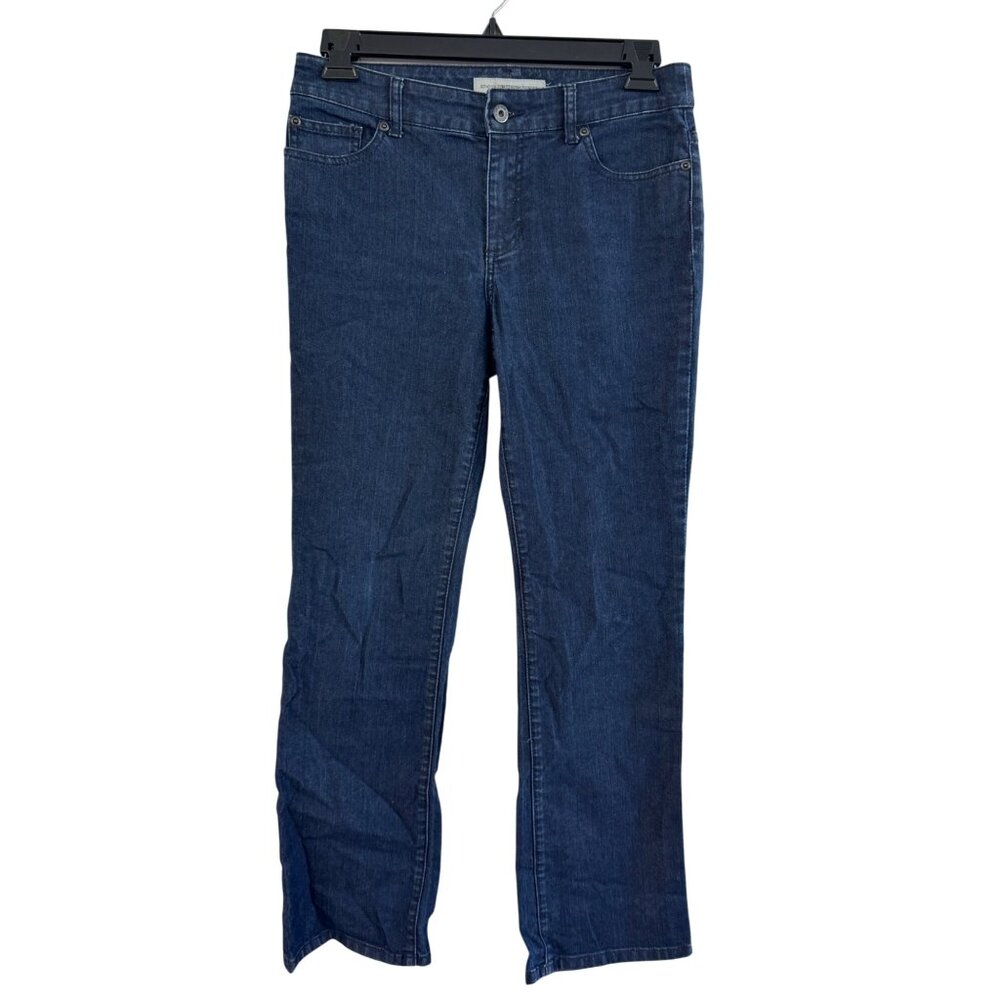 Chicos Platinum Denim Straight-Leg Jeans Size 6 Blue Cotton Blend Casual Pants R